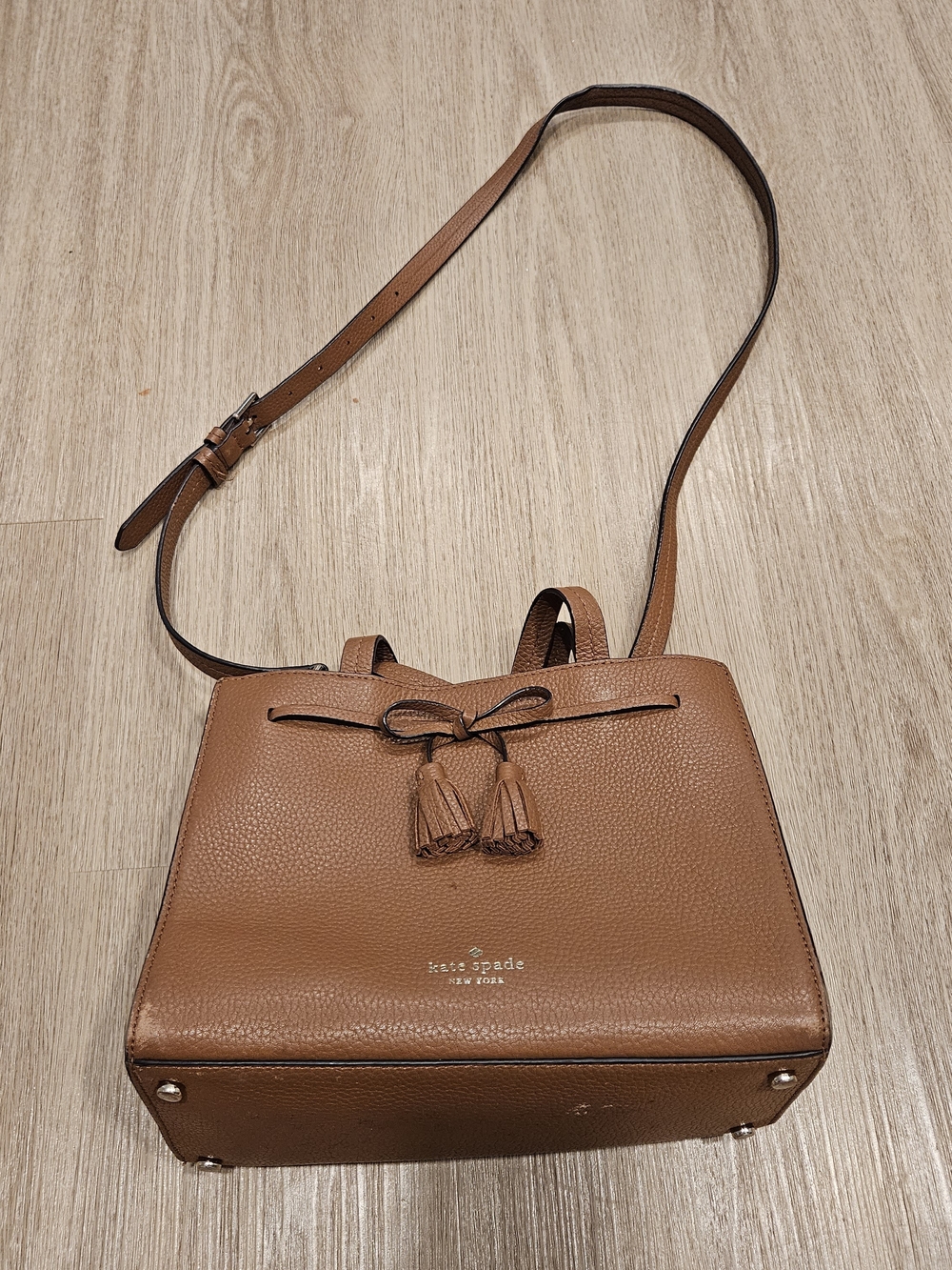 Kate Spade Hayes Street Small Sam Pebbled Leather Tassel Satchel Crossbody Warm